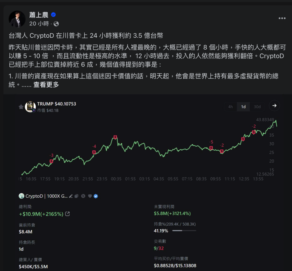 การออกสกุลเงินของ Trump ได้รับการรายงานโดยชาวไต้หวันว่า